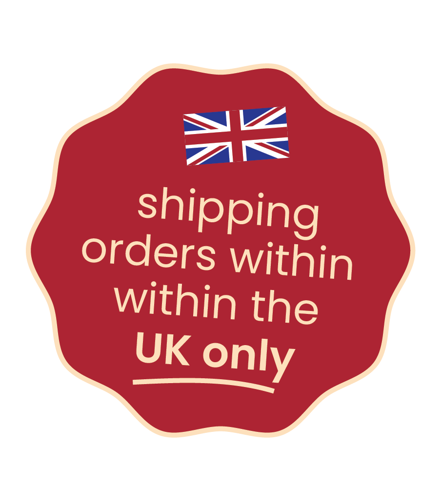 A label with the UK flag says shipping orders are accepted only within the UK only.